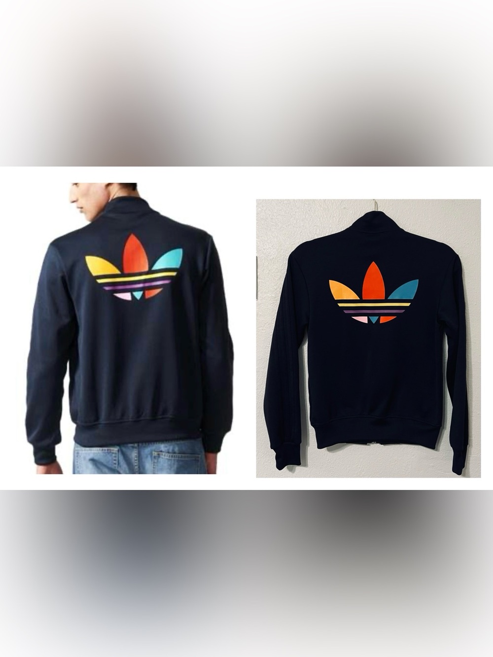 Adidas Originals × Pharrell Williams track jacket Trefoil logo on the back.